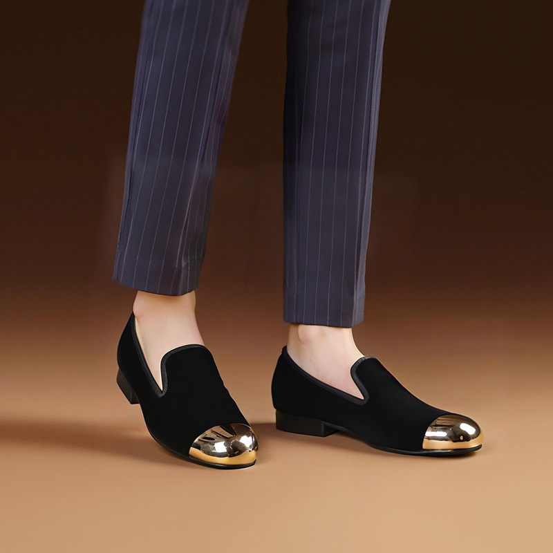 Men'S Formal Party Wear Shoes - حذاء بيرجتار كلاسيكي موديل أسود مخملي