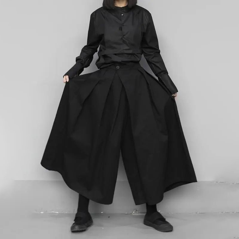 Men'S Gothic Formal Wear - بنطال رجالي ياباني بأرجل واسعة ،