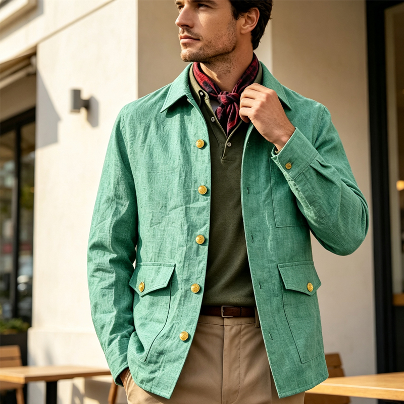 Men Formal Wear Office - جاكيت رجالي كتان عتيق بياقة مطوية