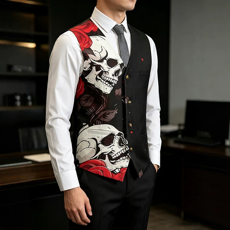 سترة رجالية عصرية بطبعة جمجمة  - مراجعة Men'S Gothic Formal Wear وسعره