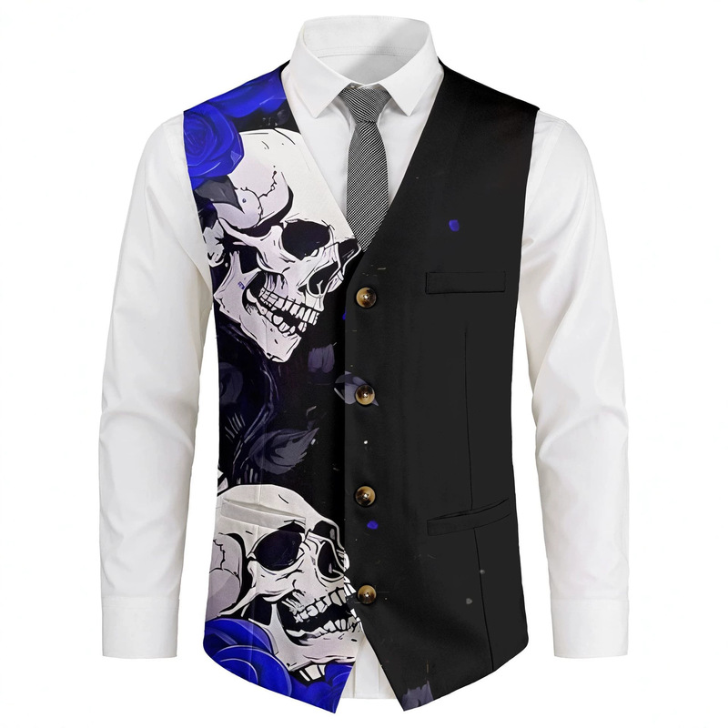 سترة رجالية عصرية بطبعة جمجمة  - مراجعة Men'S Gothic Formal Wear وسعره